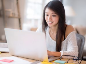 a girl with laptop